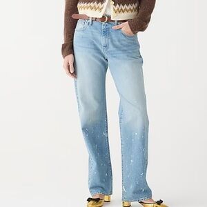 J crew Slouchy-straight jean with paint splatter ice blue wash